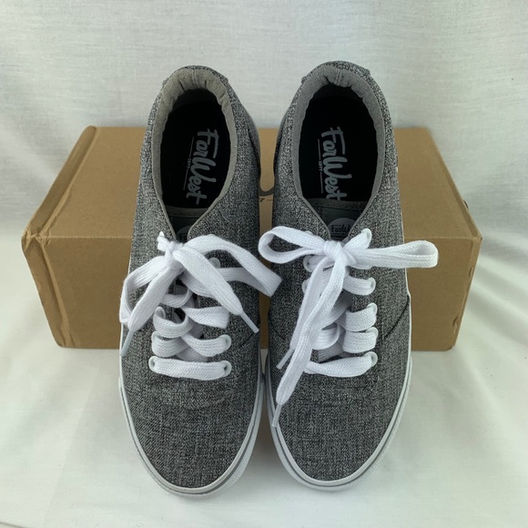 Ladies Far West Grey Canvas Sneakers - Picture 4 of 9